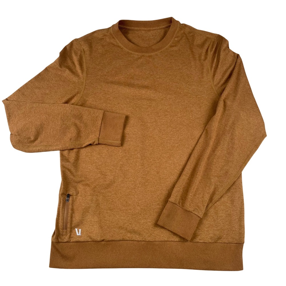 Vuori Ponto Performance Crewneck Pullover Mens Large Brown DreamKnit Sweatshirt